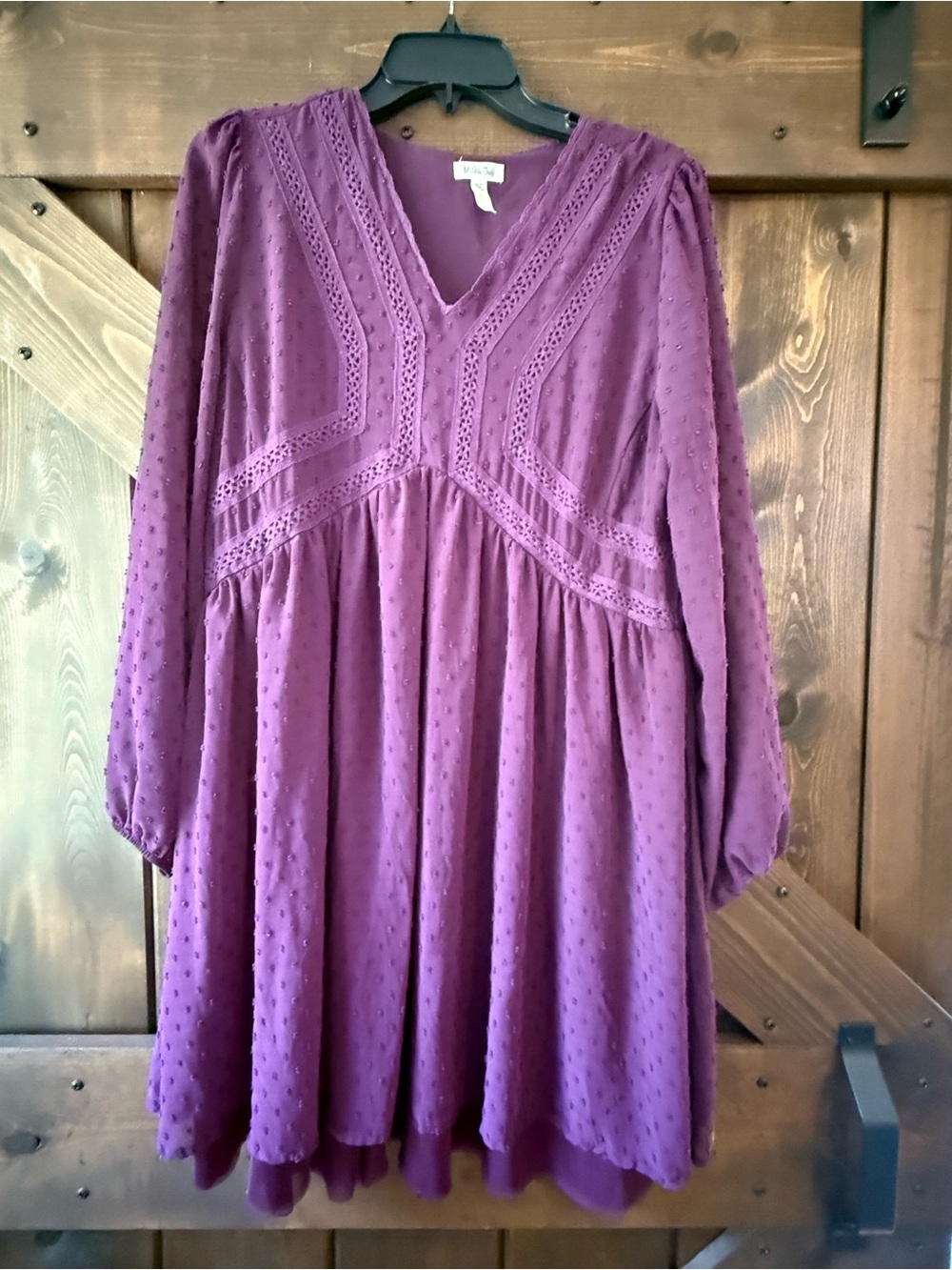 Matilda Jane Festive Fancy Swiss Dot Dress Size M Purple Lace Chiffon Boho Party